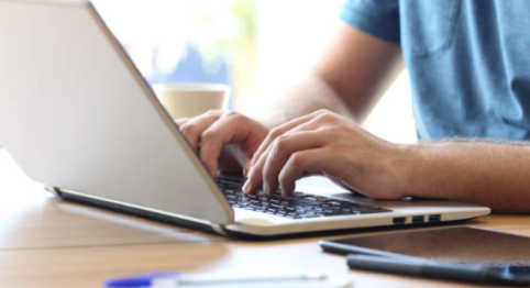 A person on a laptop